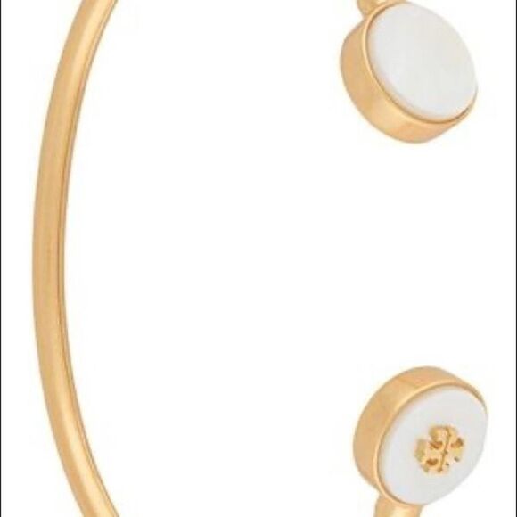 NWT Tory Burch Kira Semi-Precious Gold Cuff Bracelet, Mother Of Pearl - Picture 4 of 7